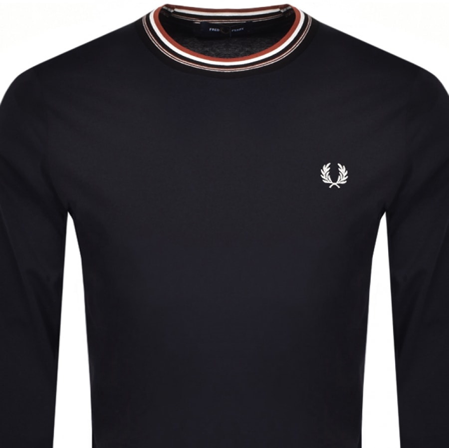 Fred Perry Tipped Long Sleeve T Shirt Navy Mainline Menswear